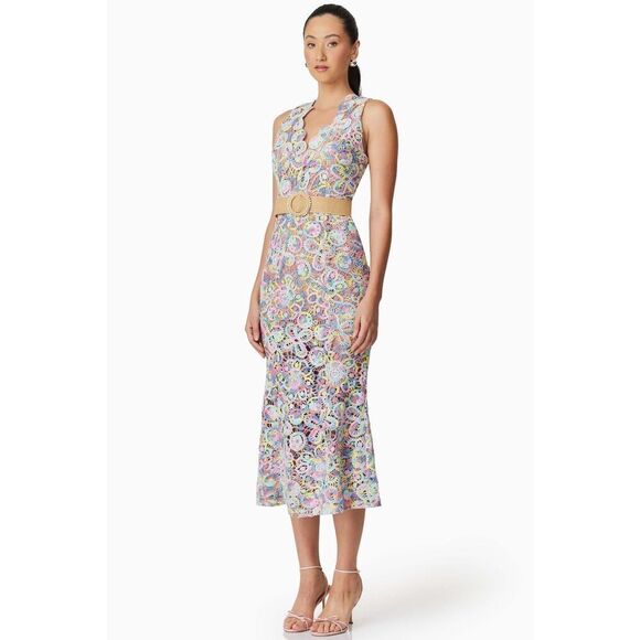 ELLIATT Rue Crochet Midi Dress - Pastel Multi cocktail Dinner Dress size S NWT - Picture 4 of 9